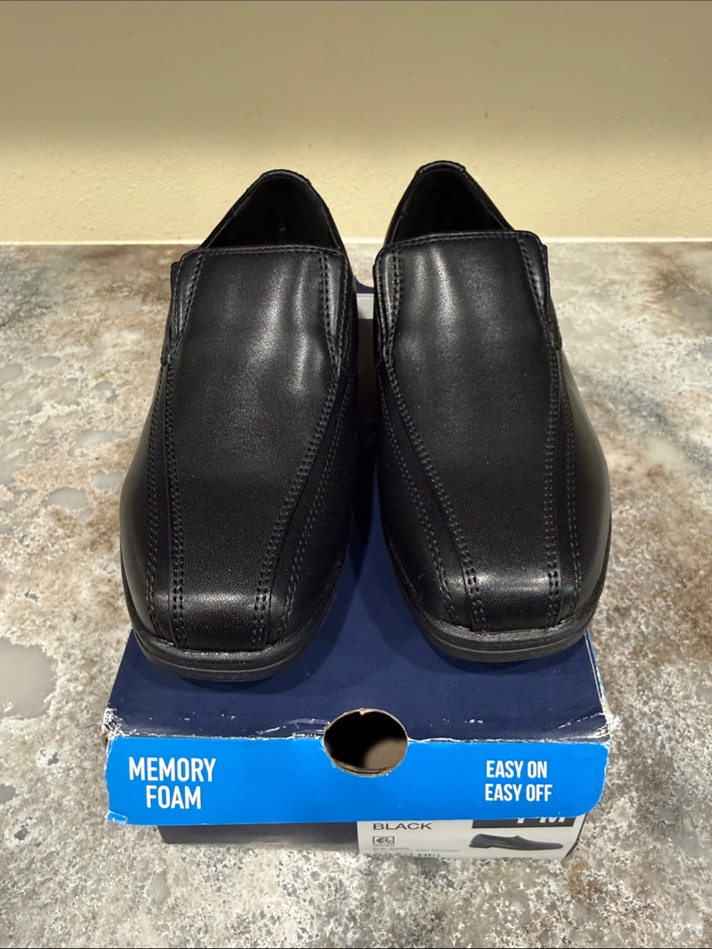 Stafford Black Boys' Slip-On Dress Shoes
